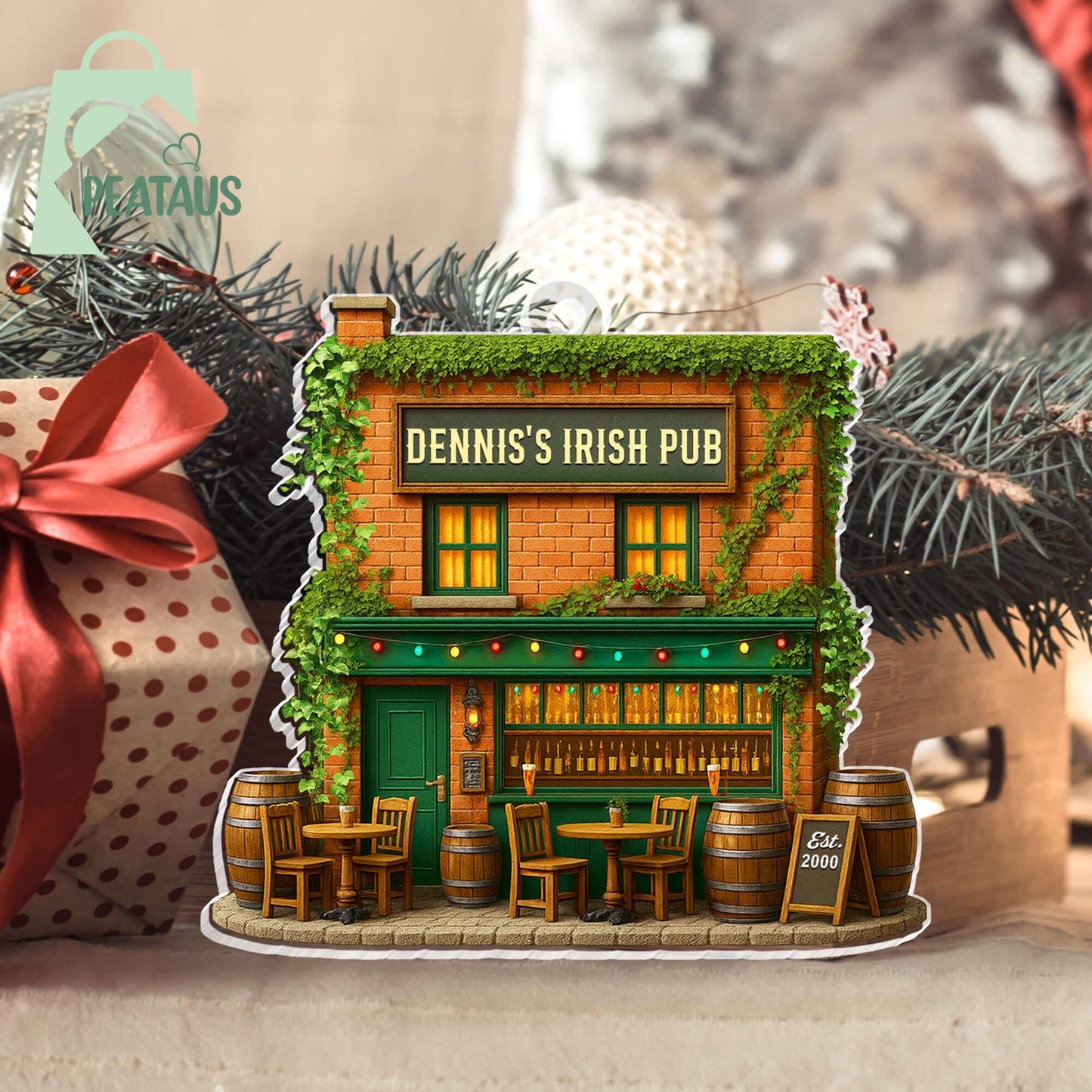 Personalized Irish Pub 2D Flat Ornament, Irish Pub Acrylic Ornament, Irish Ornament, Ireland Gifts Shamrock, Pub Decor Gift For Pub Lover