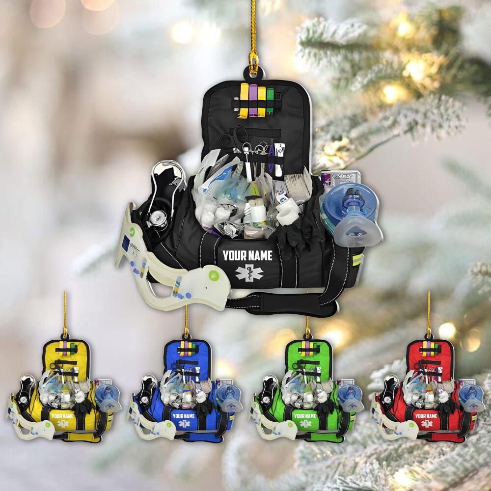 Personalized EMT Paramedic Bag 2D Flat Ornaments, Christmas Gifts For EMT Worker, Paramedic, Christmas decor