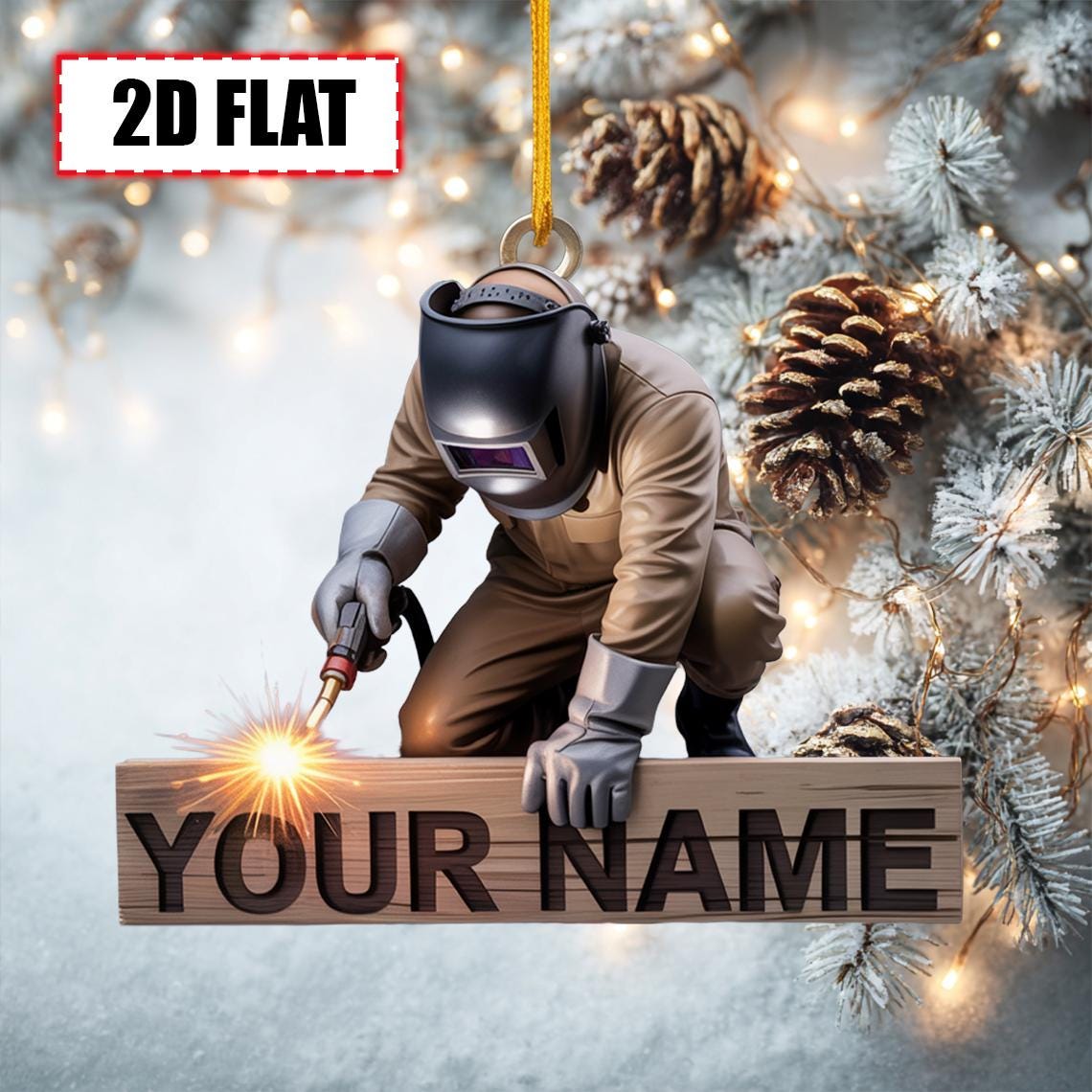 Custom Welder Christmas Ornament – Tree Hanging Decor, Flat 2D Acrylic, Holiday Keepsake Gift for Welding Workers, Metal Fabricators 2025