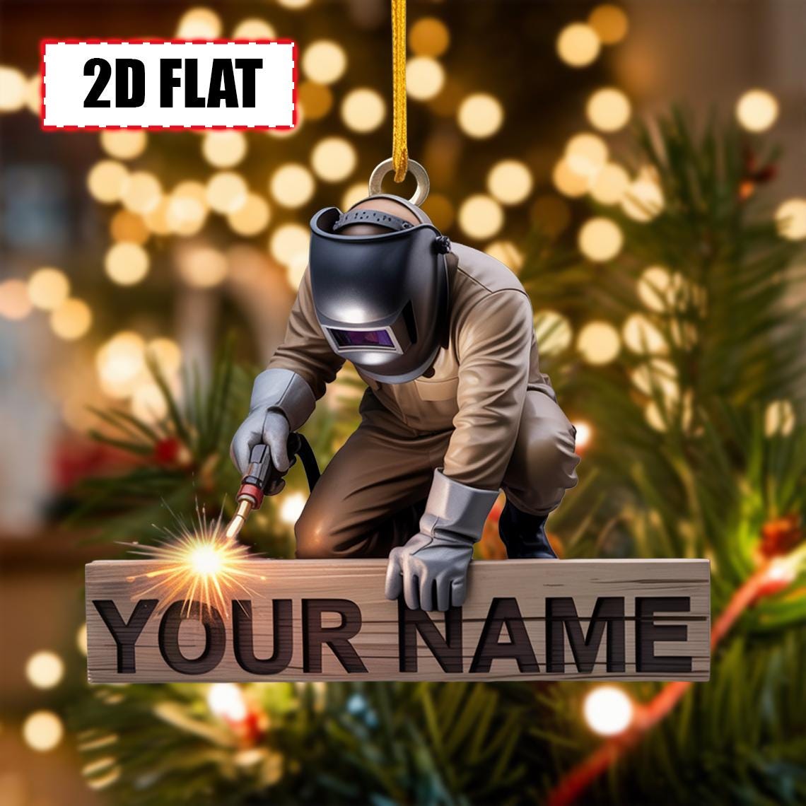 Custom Welder Christmas Ornament – Tree Hanging Decor, Flat 2D Acrylic, Holiday Keepsake Gift for Welding Workers, Metal Fabricators 2025