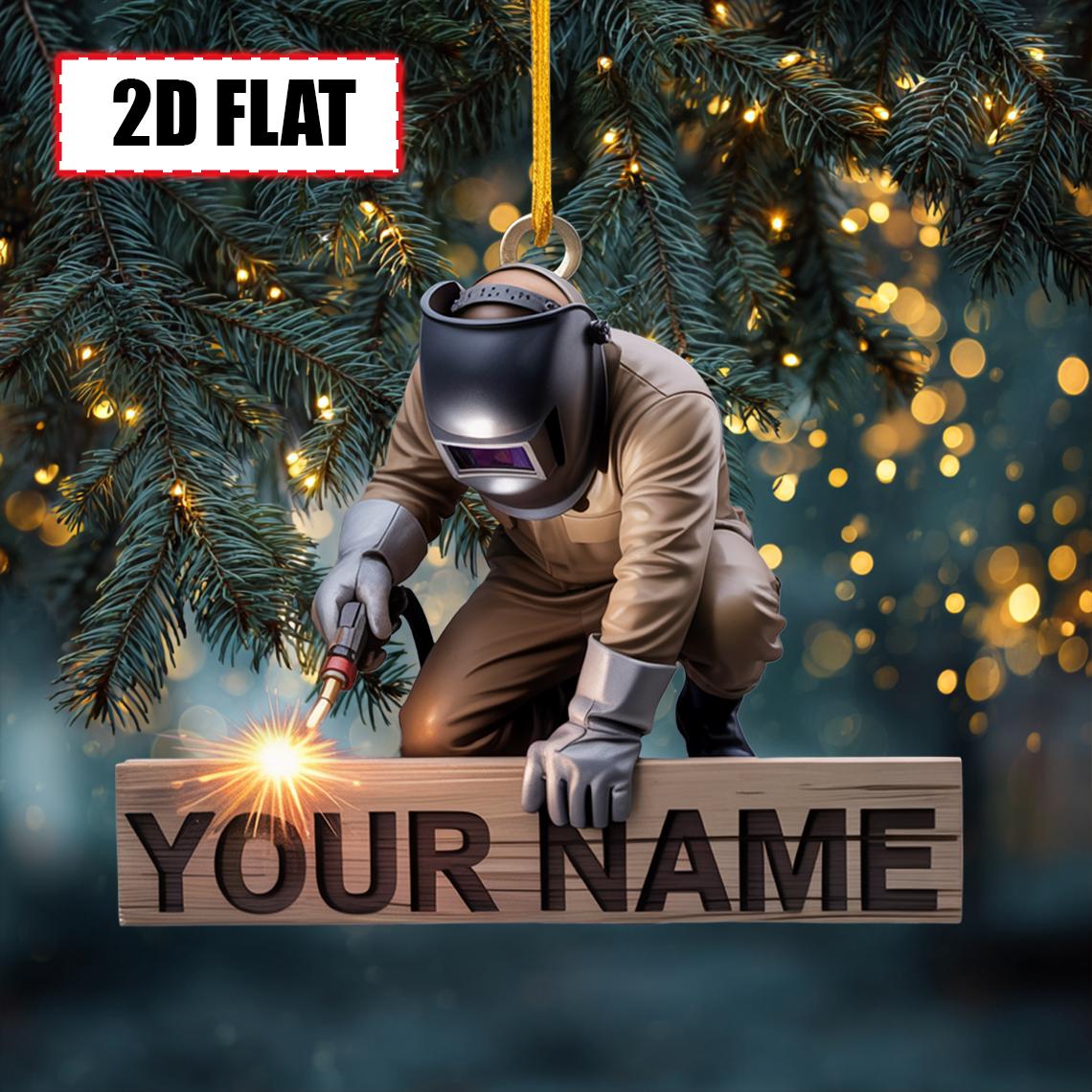 Custom Welder Christmas Ornament – Tree Hanging Decor, Flat 2D Acrylic, Holiday Keepsake Gift for Welding Workers, Metal Fabricators 2025