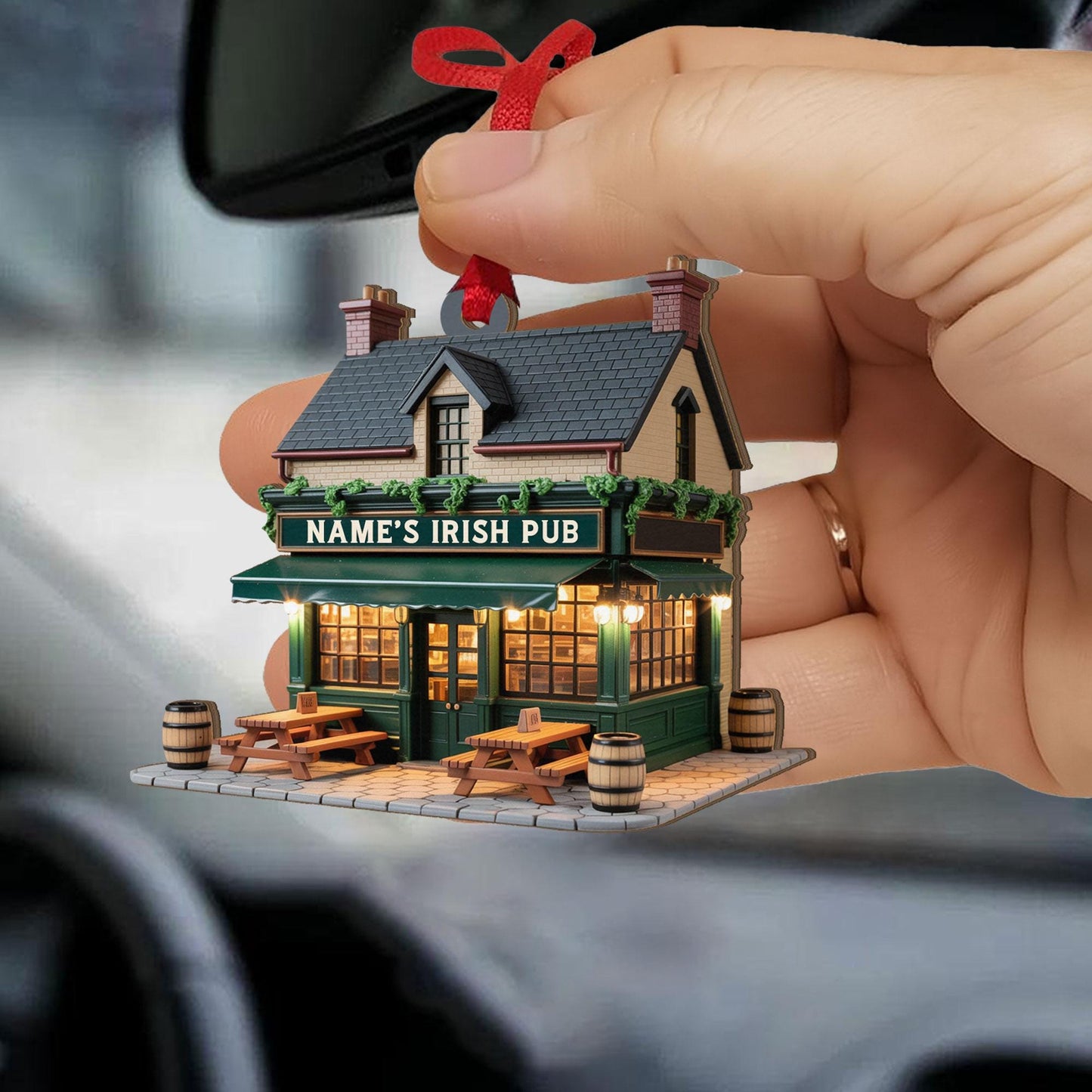 Personalized Irish Pub Ornament, Irish 2D Flat Ornament, Ireland Gifts Shamrock, Irish Christmas Keepsake 2025, Pub Decor Gift For Pub Lover