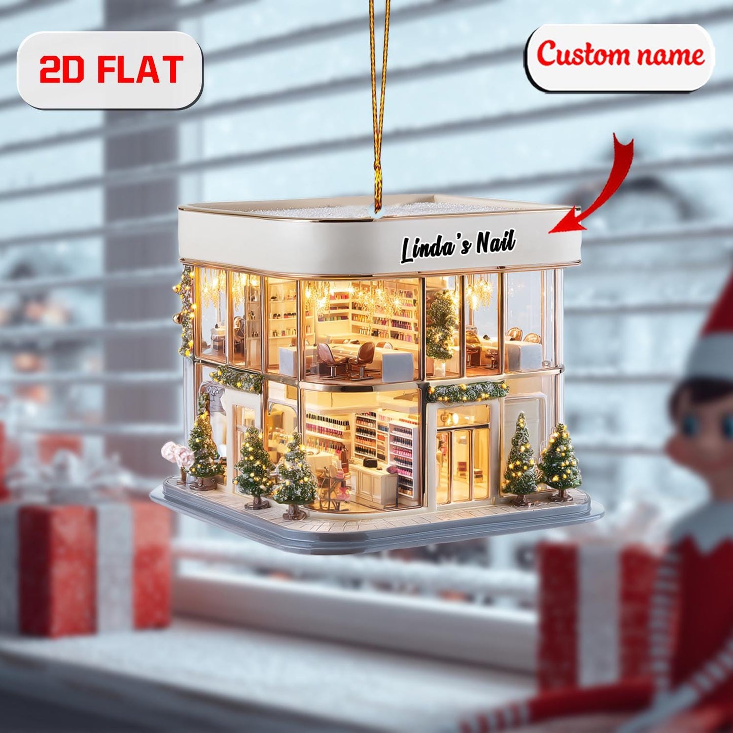 Personalized Nail Salon Christmas Ornament Acrylic, Custom Name Nail Tech Gift, Holiday Tree Decoration for Manicurist, Beauty & Spa Lover