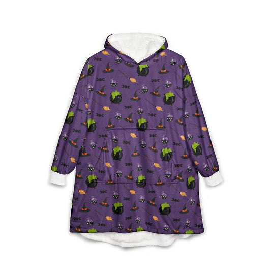 Witches Brew Hooded Blanket: Halloween Magic Cauldron Fleece Throw