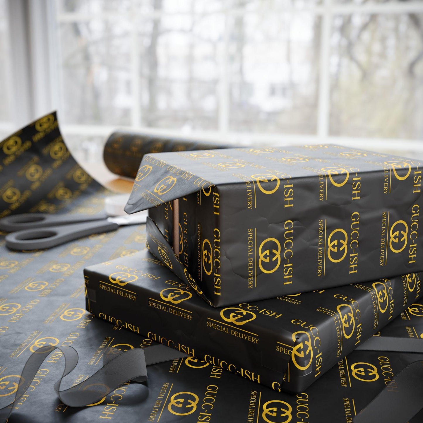 Fake Luxury Funny Wrapping Paper, Elegant Gift Wrap for Birthdays, Holidays, Celebrations, Luxury Present Decoration, Unique Gift Packing