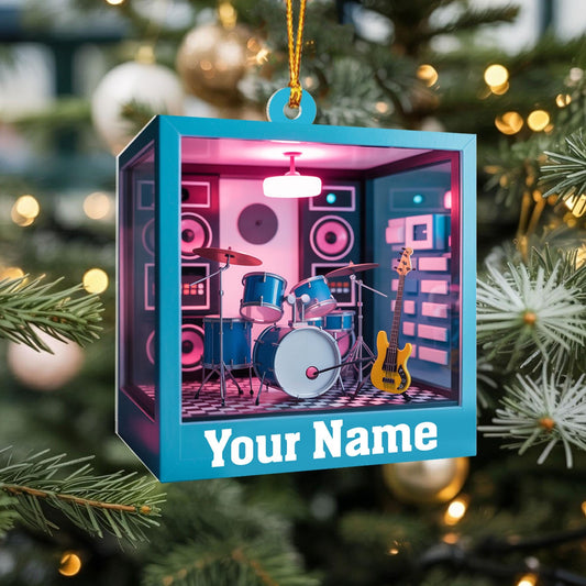 Personalized Music Room 2D Flat Ornament, Custom Christmas Ornament, Music Room Ornament, Music Studio Ornament, Musician Christmas Gift