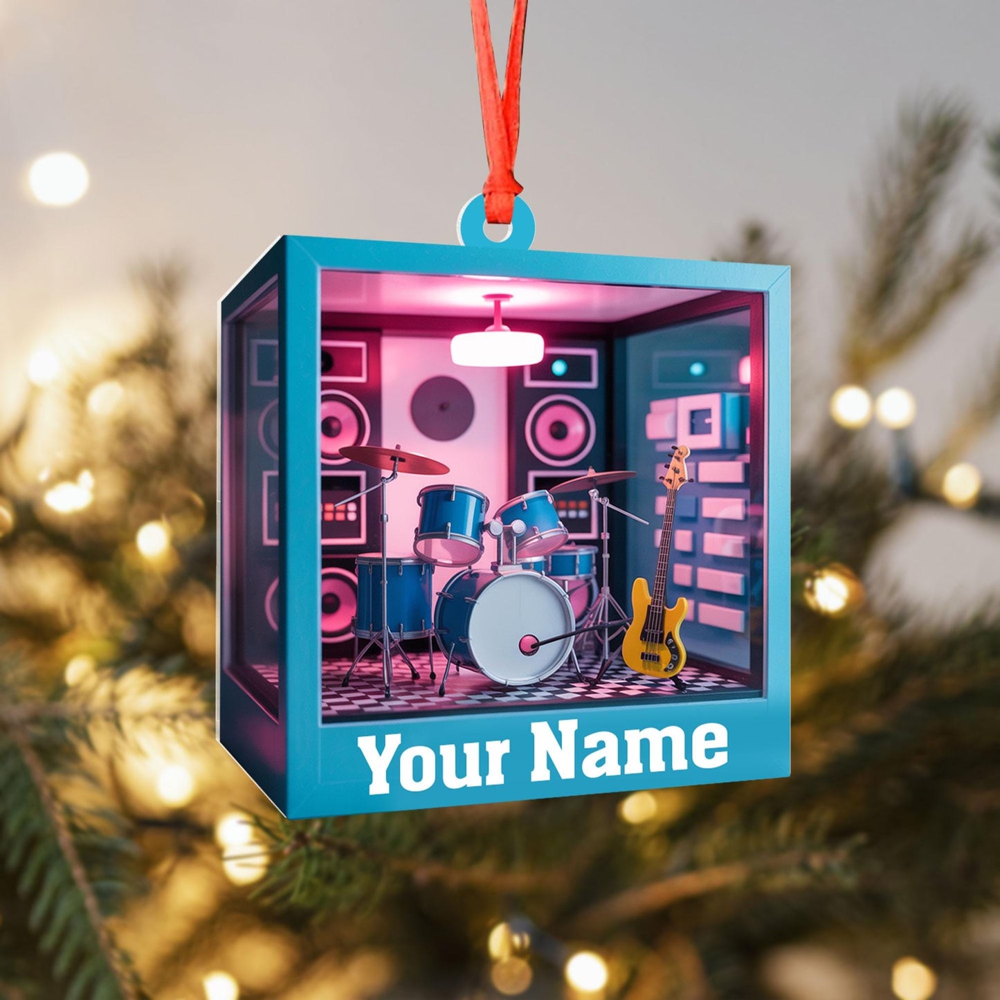 Personalized Music Room 2D Flat Ornament, Custom Christmas Ornament, Music Room Ornament, Music Studio Ornament, Musician Christmas Gift
