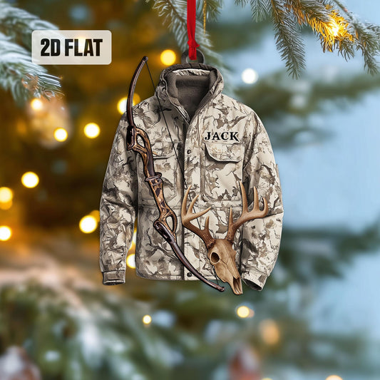 Personalized Hunting 2D Flat Ornament, Custom Deer Hunting Christmas Tree Ornament, Hunting Vest Christmas, Gift for, Dad, Husband, Hunter