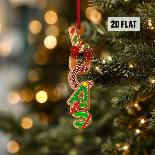 Personalized Christmas Name Ornament, Custom Gingerbread Cookie Letters Christmas Ornament, Christmas Home Decor, Holiday Gift for Kids