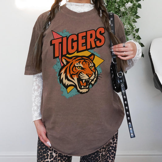 Comfort Colors Tigers Mascot T-Shirt Unisex School Spirit Tee Vintage Retro Tiger Shirt Sports Team Fan Apparel Game Day T-Shirt