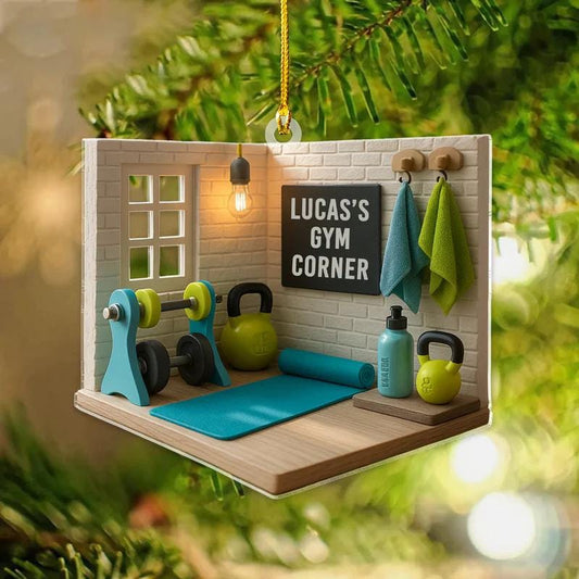 Personalized Gym Ornament 2025 - Custom Fitness Room Christmas Decoration - Home Workout Ornament - Gym Lover Holiday, 2D flat ornament