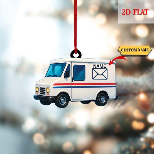 Personalized Ambulance 2D Flat Acrylic Ornament, Custom EMT Paramedic Christmas Ornament with Name, First Responder Xmas Tree Decor Gift