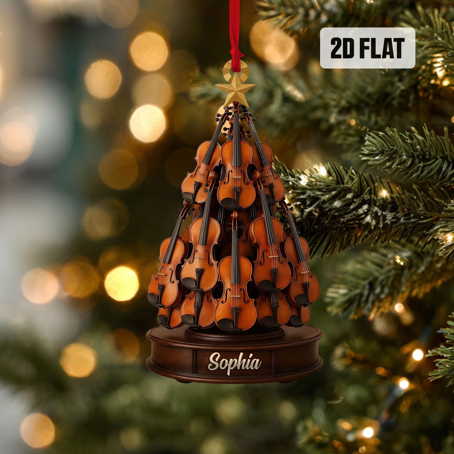 Personalized Violin 2D Flat Ornament, Custom Violin Christmas Tree Ornament, Music Christmas Home Decor, Gift for Violin Player, Violinist