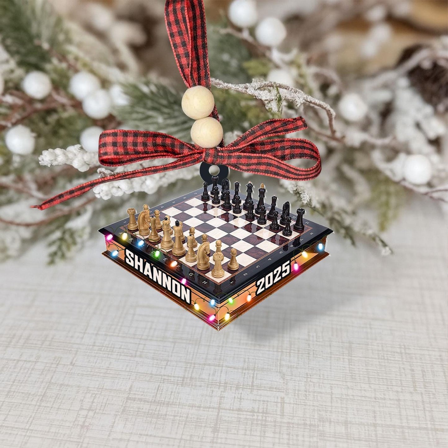 Personalized Chess Board Ornament, Custom Chess Player Gift, Chess Lover Christmas Decor, Chess Club Gift