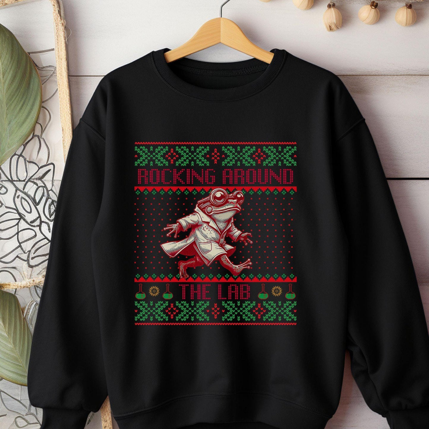 Rockin' Around the Christmas Tree Shirt Ugly Christmas Big Frog Shirt Science Nerd Shirt Funny Christmas Ugly Xmas