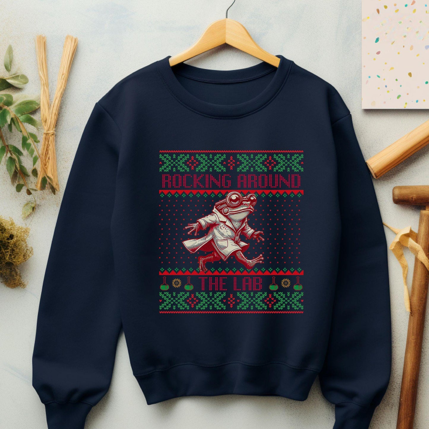 Rockin' Around the Christmas Tree Shirt Ugly Christmas Big Frog Shirt Science Nerd Shirt Funny Christmas Ugly Xmas