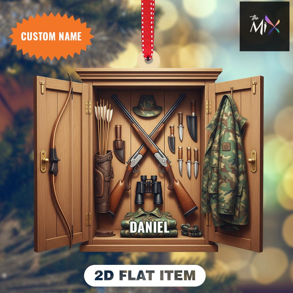 Personalized Hunting Cabinet Christmas Ornament, Hunting Gear Holiday Tree Decoration, Xmas Tree Decor, Gift For Him