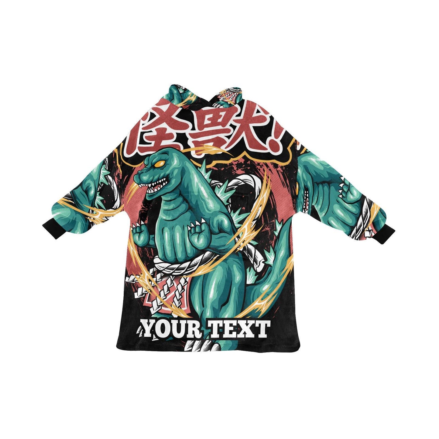 Godzilla Kids Hoodie Blanket Gift Personalized Text