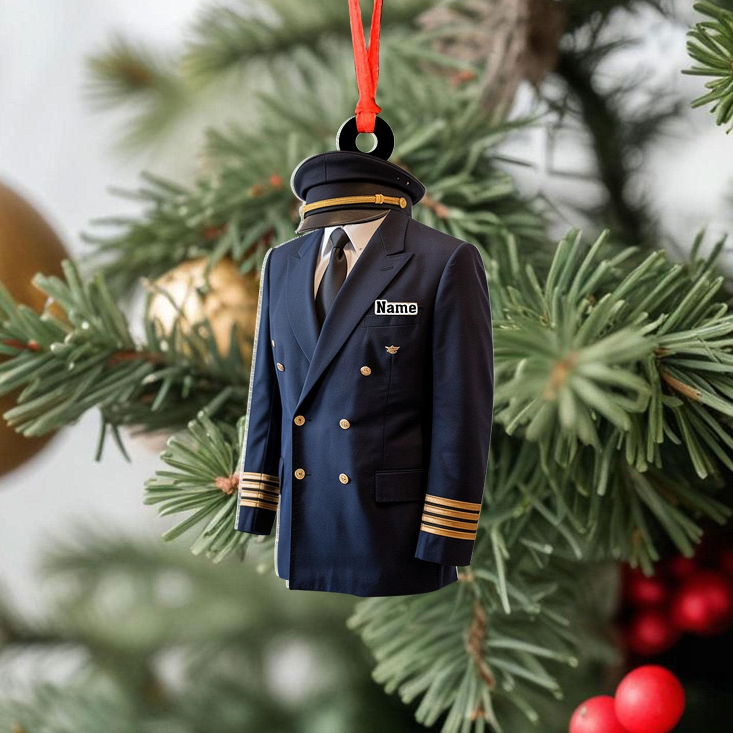 Custom Name Pilot Uniform Christmas Ornament, Pilot Ornament, Christmas Gift For Pilot, Pilot Flight Ornament Gift, Pilot Accessories