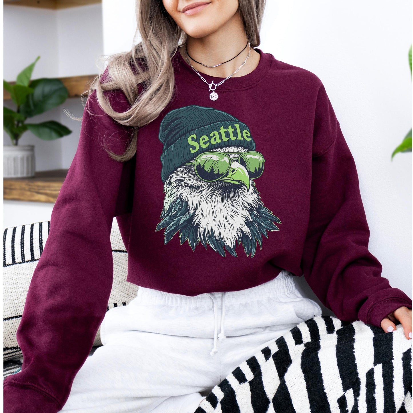 Seattle Football Vintage 90s Style Sweatshirt, Trendy Seattle Football Fan Gifts Shirt, Seattle Game Day Shirts, Trendy Sea Hawk Sweatshirt
