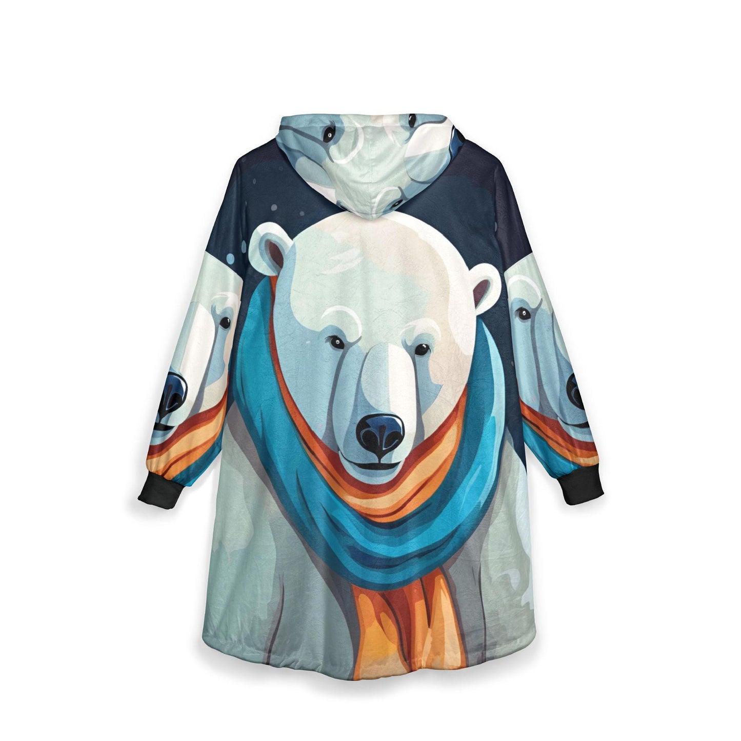 Polar Bear Hooded Blanket: Cozy Fleece, Vibrant Print