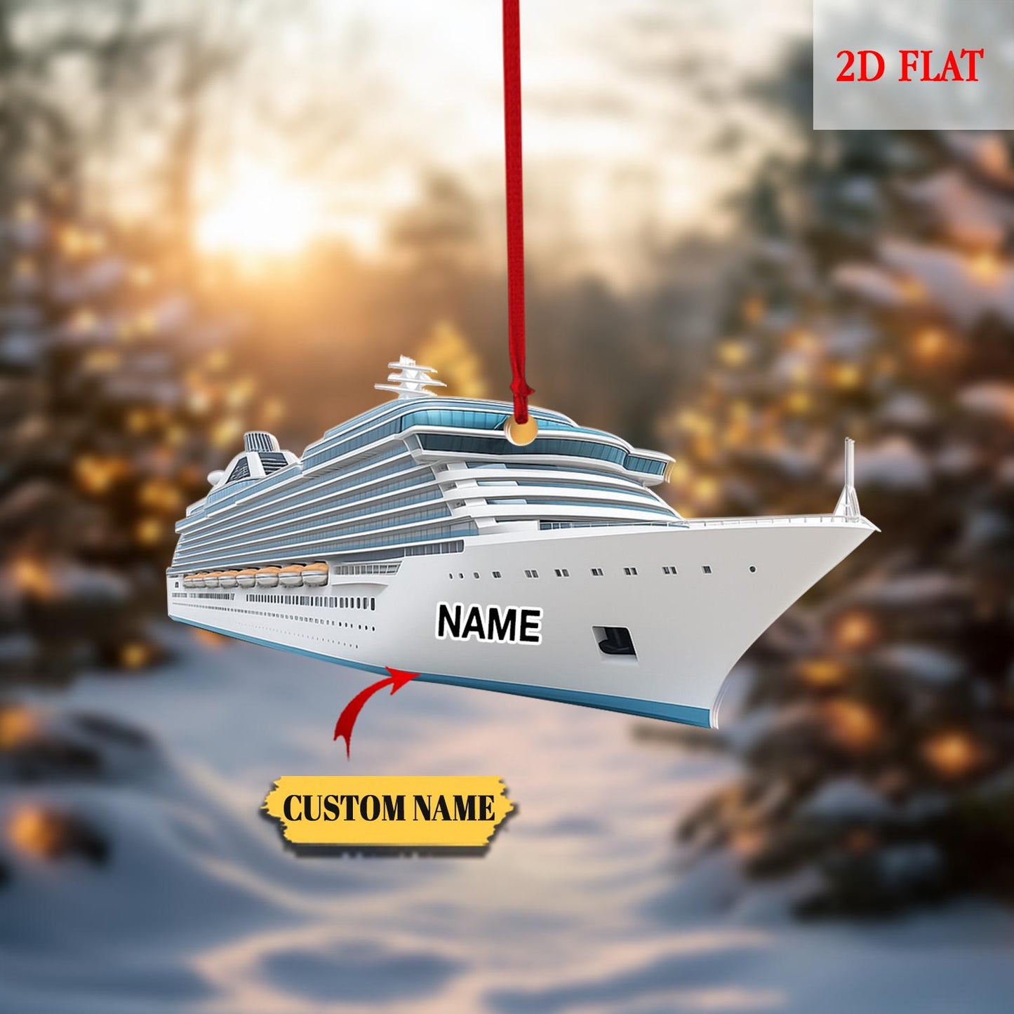 Custom Name Cruise 2D Acrylic Ornament, Personalized Cruise Ornament, Cruise Gift, Acrylic ornament, Cruise Ship, Travel Christmas Ornament