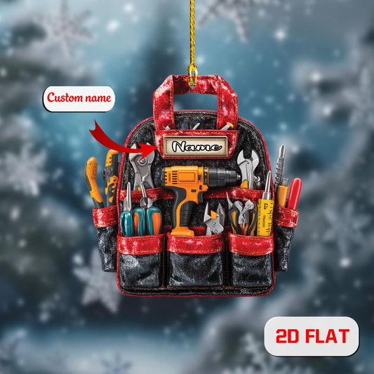 Personalized Tool Ornament Christmas Tree, Custom Name Handyman Carpenter Gift, Holiday Workshop Decor for Builder Electrician
