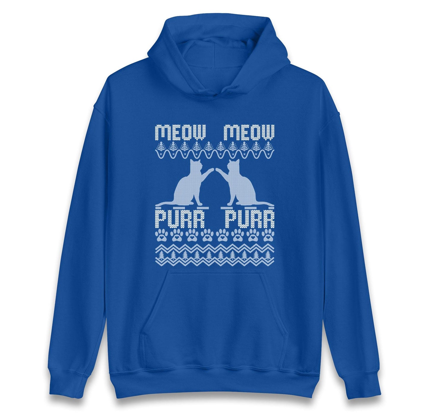 Meow Meow Purr Purr Ugly Christmas Jumper with Cute Cats Design, Funny Xmas Cat Hoodie, Holiday Kitten Lover T Shirt, Festive Gift Top
