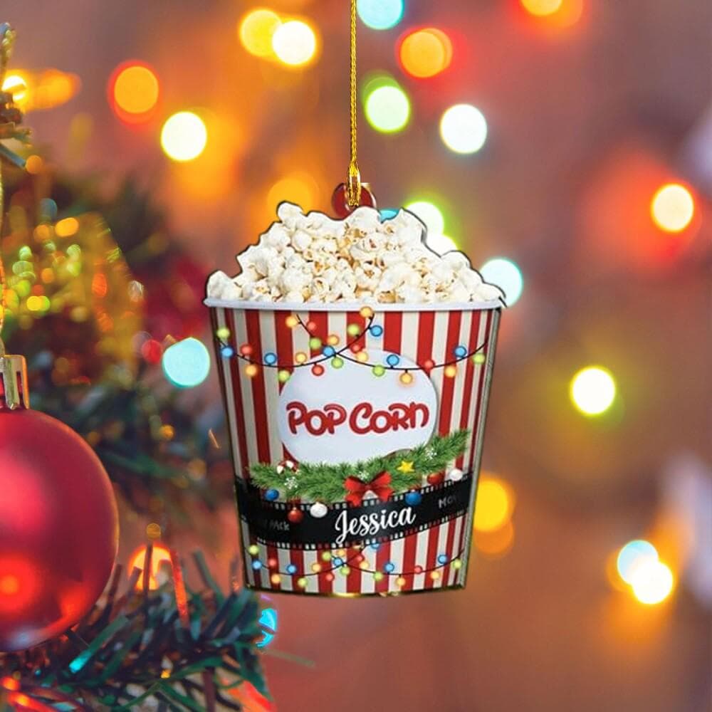 Custom Popcorn Christmas Ornament 2025: Cinema Lover Gift