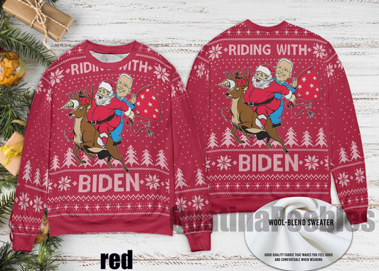 Santa Claus Joe Biden Funny Xmas Ugly Christmas Sweater, Happy Joe Biden Ugly Christmas Sweater, Joe Ugly Sweater Xmas, Gift For Men Women