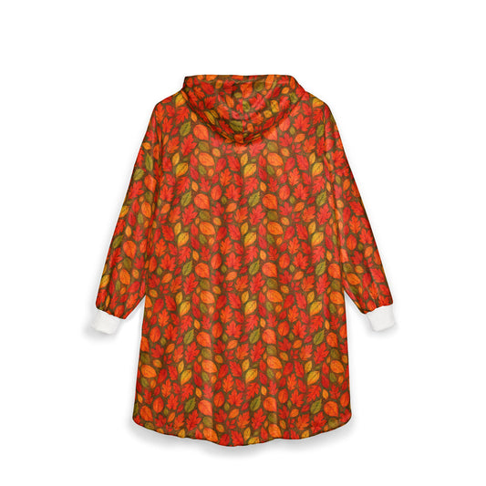 Cozy Autumn Leaves Hooded Blanket, Comfortable Throw, Soft Fleece Blanket, Perfect for Fall, Home Decor, Gift Idea