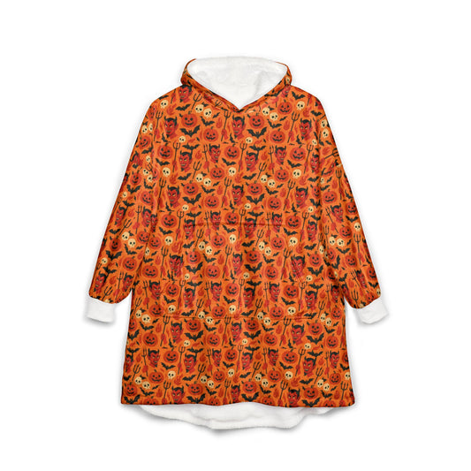 Cozy Halloween Pumpkin Hooded Blanket, Sweatshirt, Costume, Fall Decor, Spooky Gift