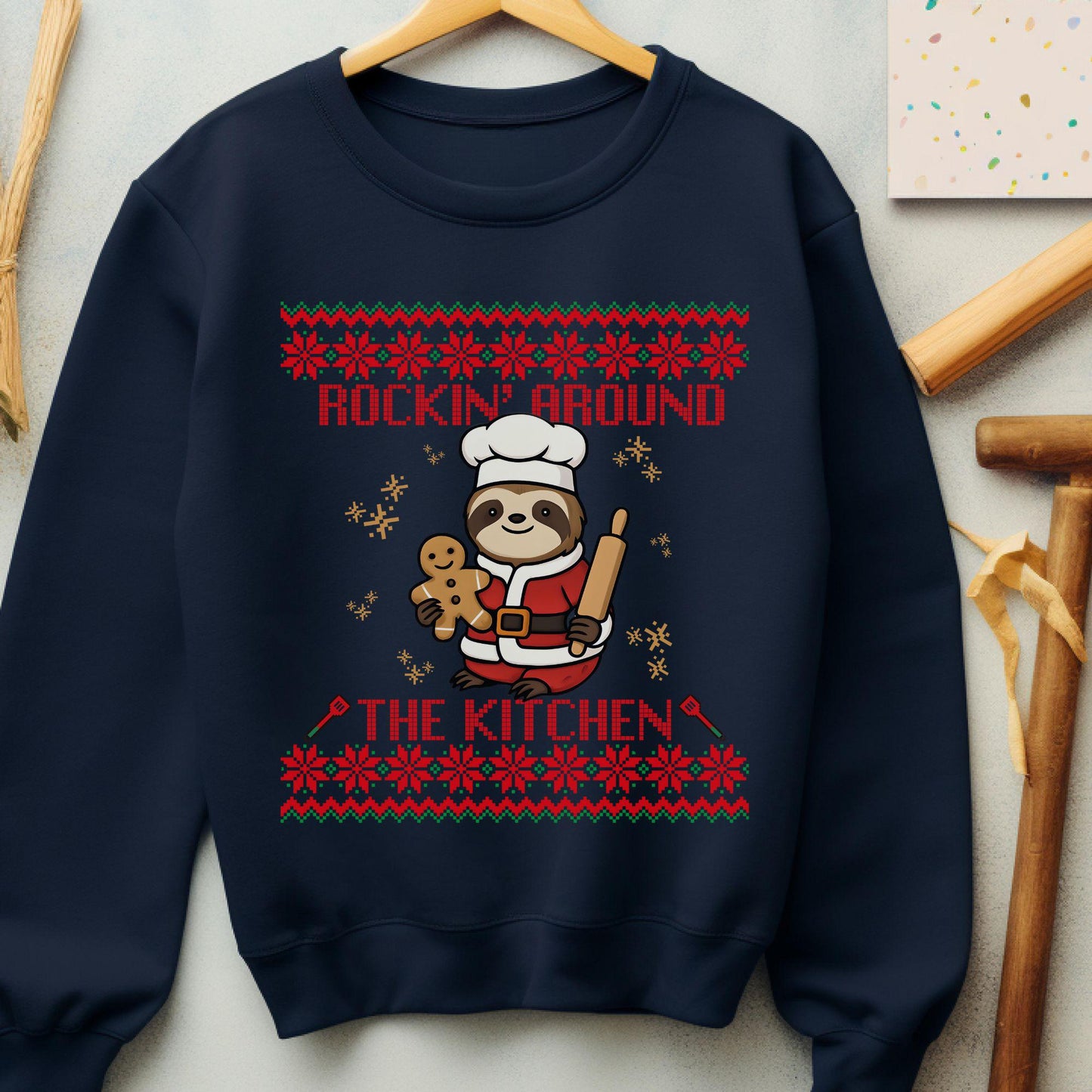 Rockin' Around the Christmas Tree Shirt Ugly Christmas Gift for Baker Secret Santa Gift Ideas GingerBread