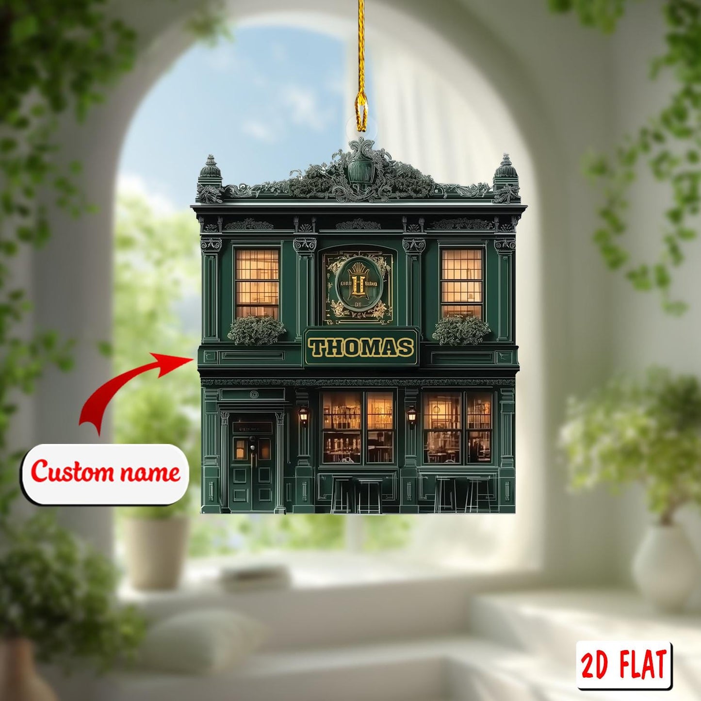 2D acrylic ornament, flat christmas ornament, personalized pub ornament, custom name ornament, bar ornament, bartender gift, xmas decor