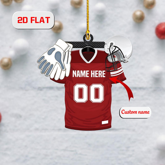 Personalized Football Jerseyyy Christmas Ornament with Custom Name and Number, Sports Team Holiday Decoration, Gift for Football Players