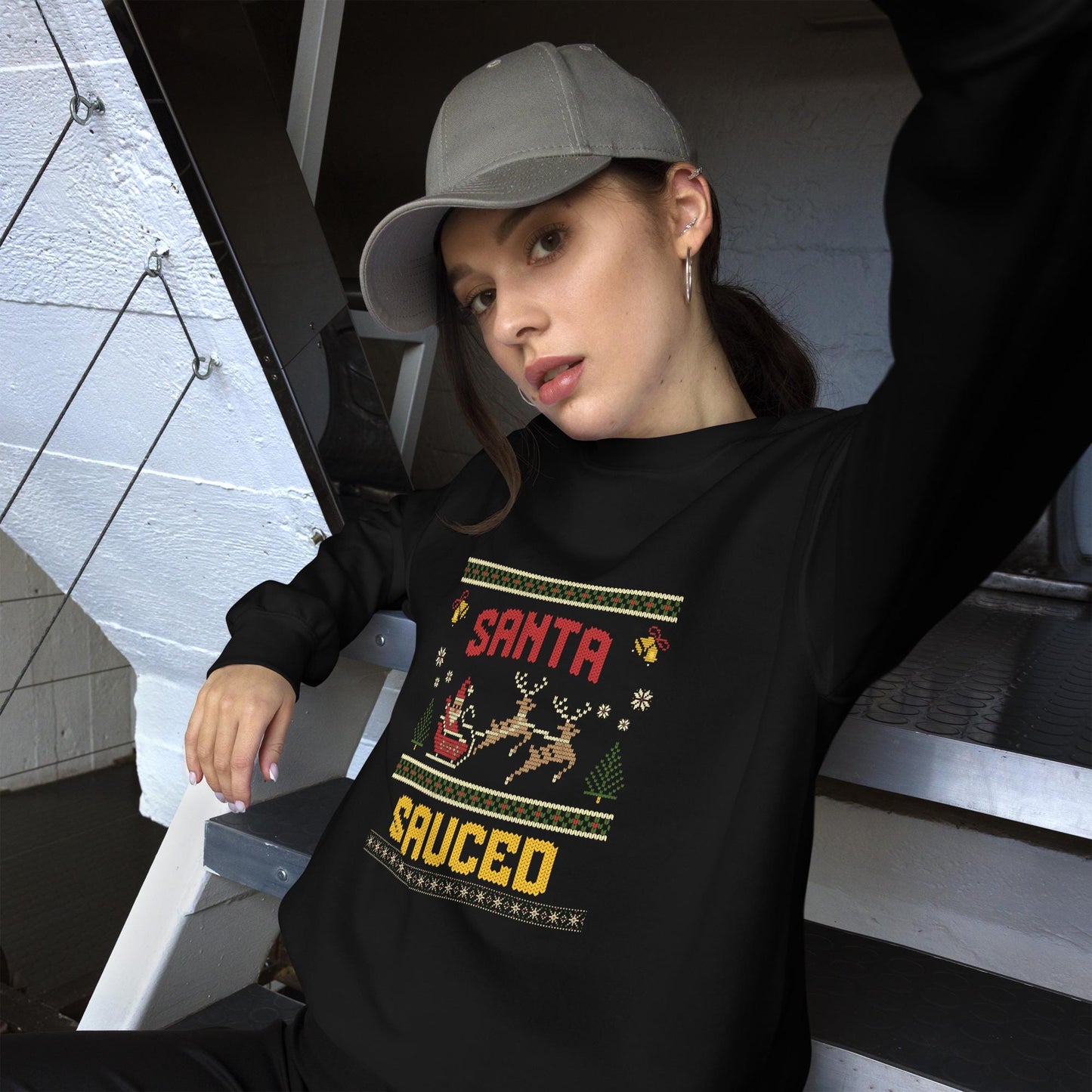 Funny Christmas Jumper | Santa Sauced Ugly Christmas | Unisex Holiday Sweatshirt Hoodie | Xmas Drinking Party Outfit