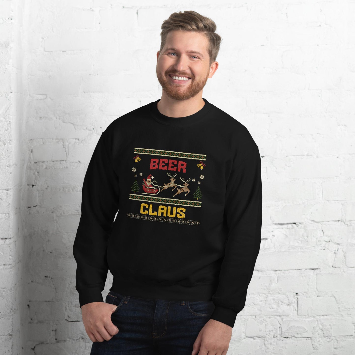 Beer Claus Funny Christmas Jumper | Ugly Xmas | Unisex Holiday Sweatshirt Hoodie | Drinking Party Santa Claus Jumper