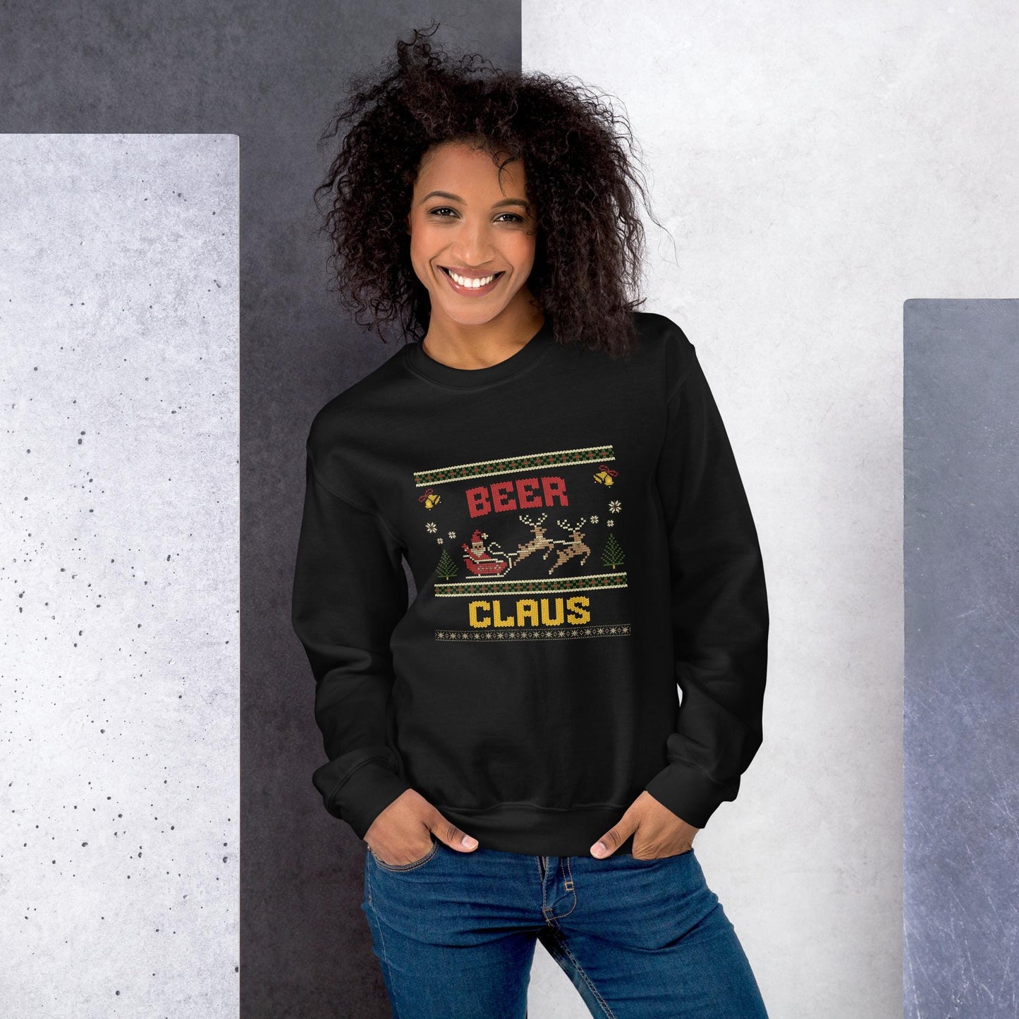 Beer Claus Funny Christmas Jumper | Ugly Xmas | Unisex Holiday Sweatshirt Hoodie | Drinking Party Santa Claus Jumper