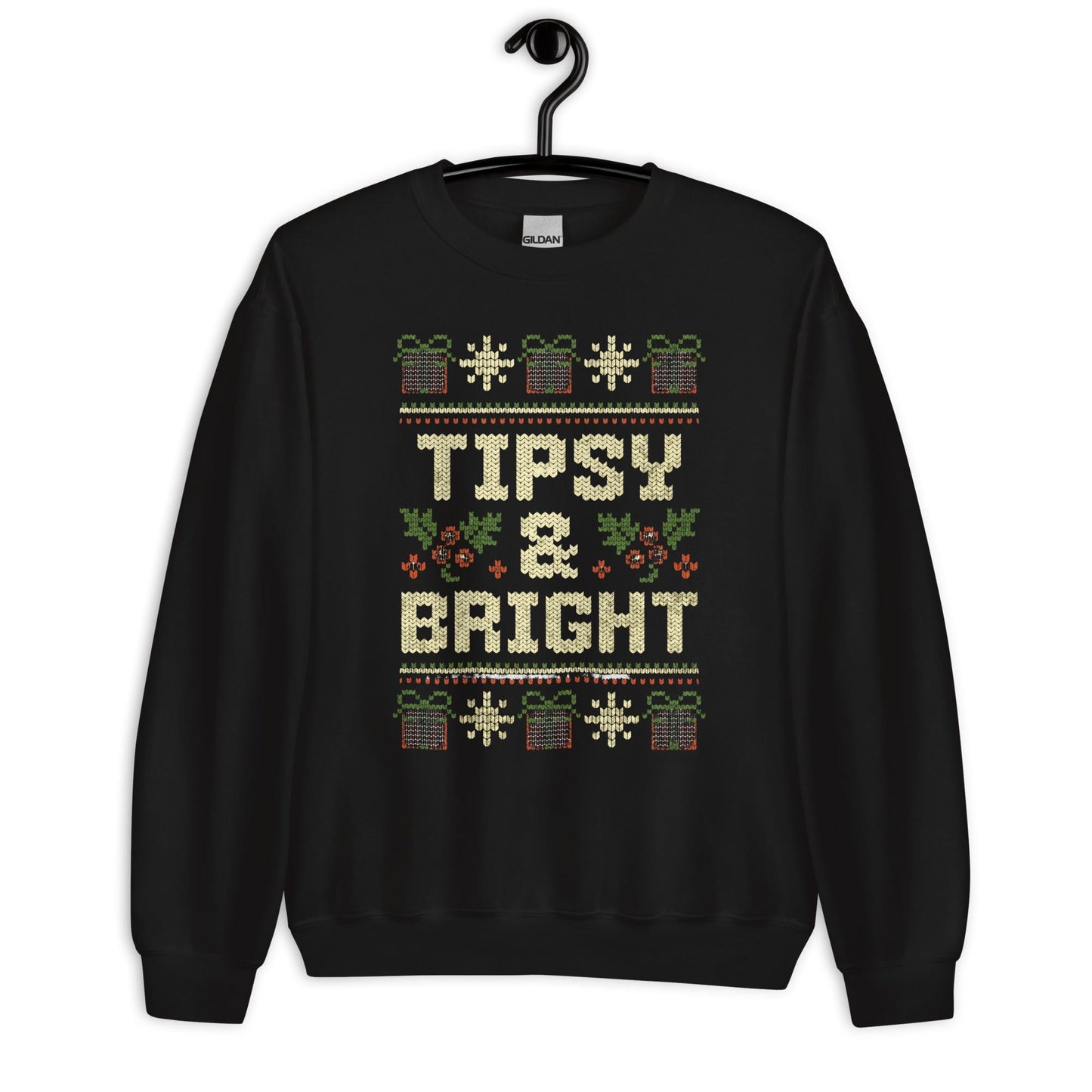 Tipsy and Bright Christmas Jumper | Funny Ugly Xmas | Holiday Drinking Sweatshirt Hoodie | Unisex Festive Party Outfit