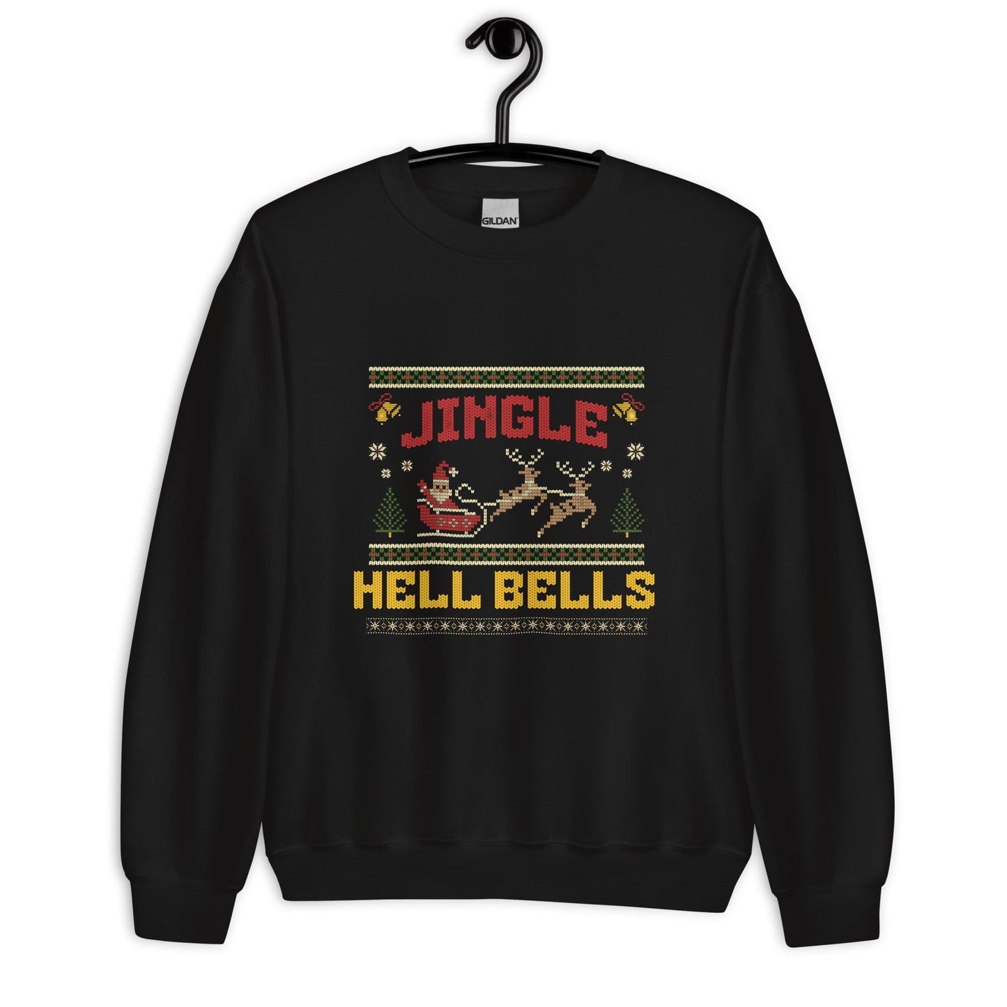 Jingle Hell Bells Christmas Jumper | Funny Ugly Xmas | Unisex Holiday Sweatshirt Hoodie | Rock Music Drinking Party Outfit