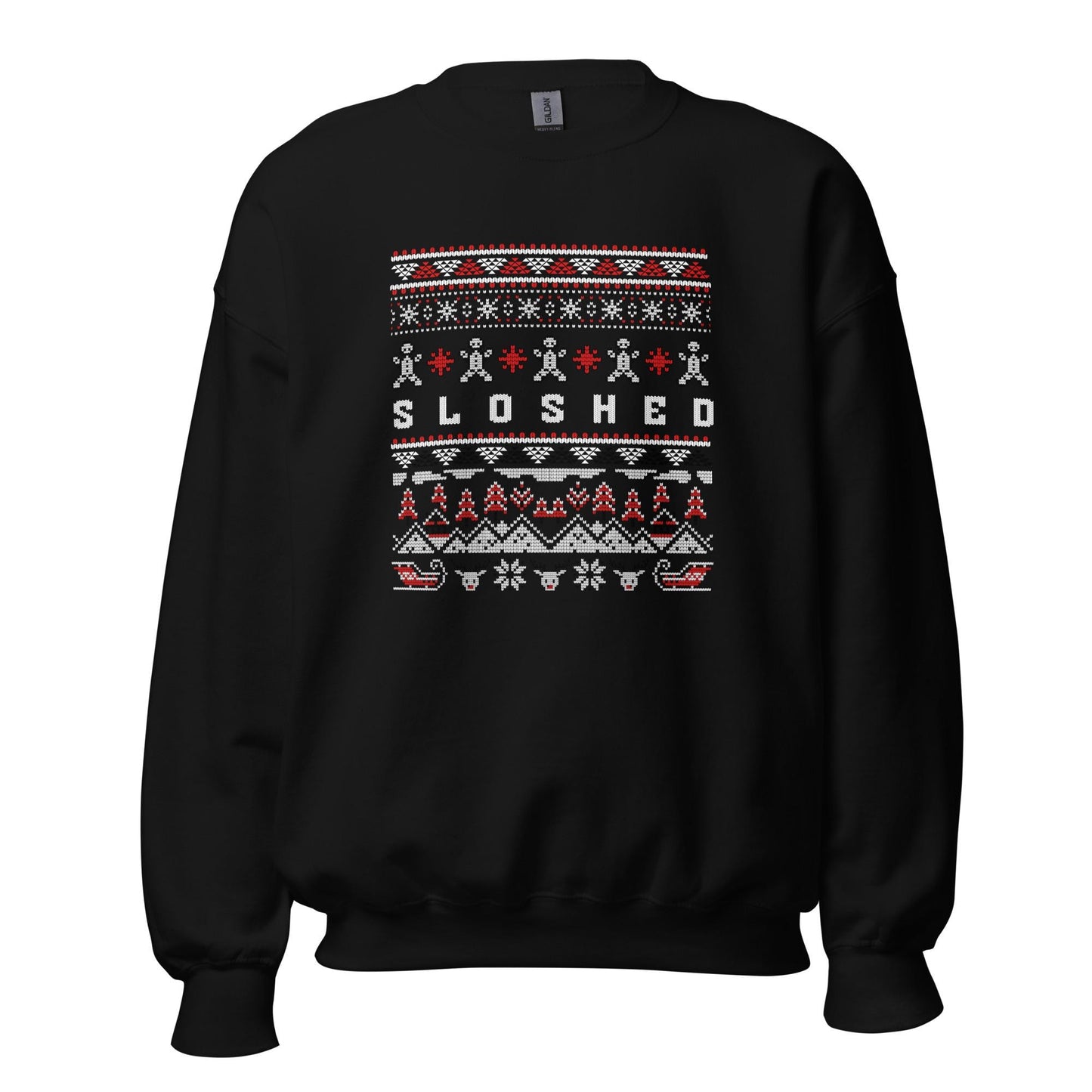 Sloshed Ugly Christmas | Funny Drunk Xmas Jumper | Adult Humour Drinking Gift | Party Knit | Hammered Holiday Jumper