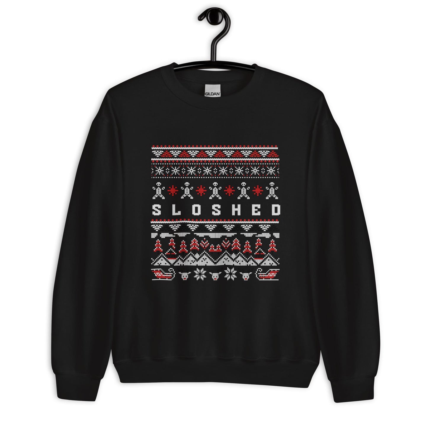 Sloshed Ugly Christmas | Funny Drunk Xmas Jumper | Adult Humour Drinking Gift | Party Knit | Hammered Holiday Jumper