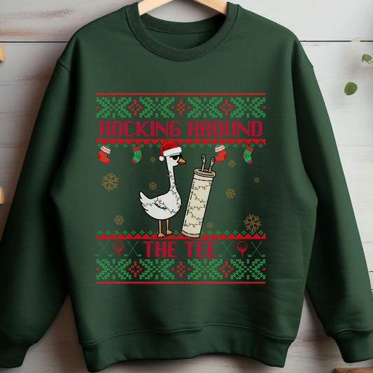 Rockin' Around the Christmas Tree Shirt Silly Goose Sweatshirt Golf Ugly Sweater Secret Santa Gift Ideas Ugly Sweater Party