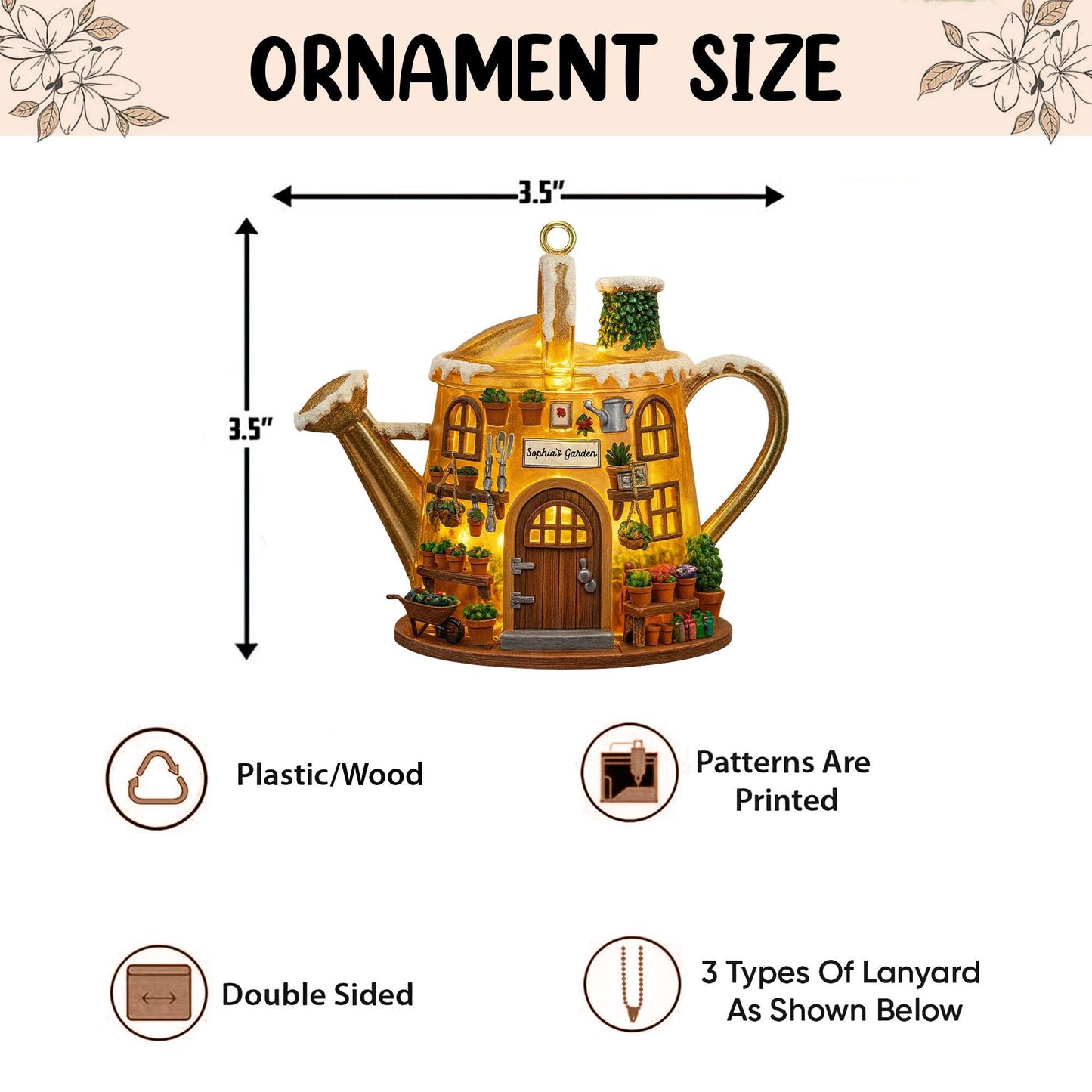 Personalized Garden 2D Flat Ornament, Greenhouse Rearview Mirror Car Accessories, Garden House Christmas Ornament, Xmas Plant Lover Gifts