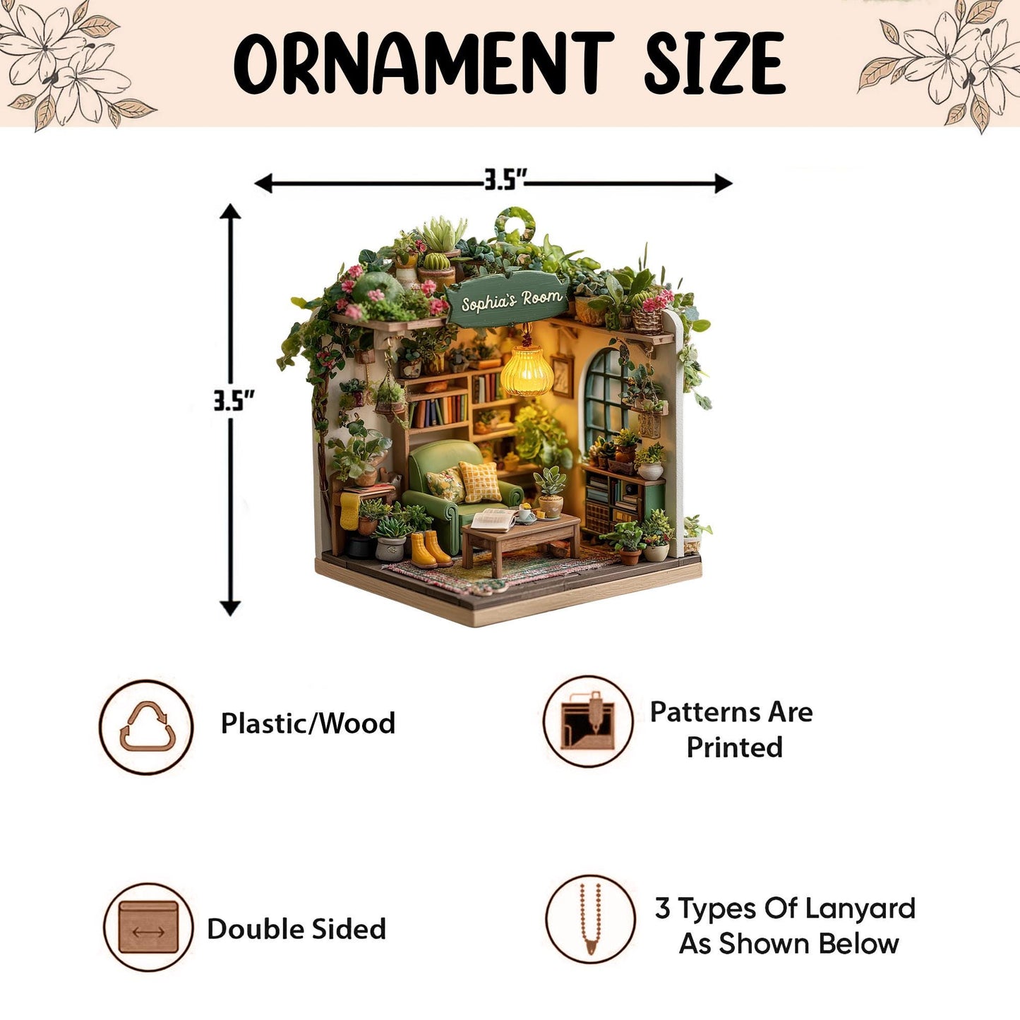 Personalized Garden 2D Flat Ornament, Greenhouse Rearview Mirror Car Accessories, Garden House Christmas Ornament, Plant Lover Gifts