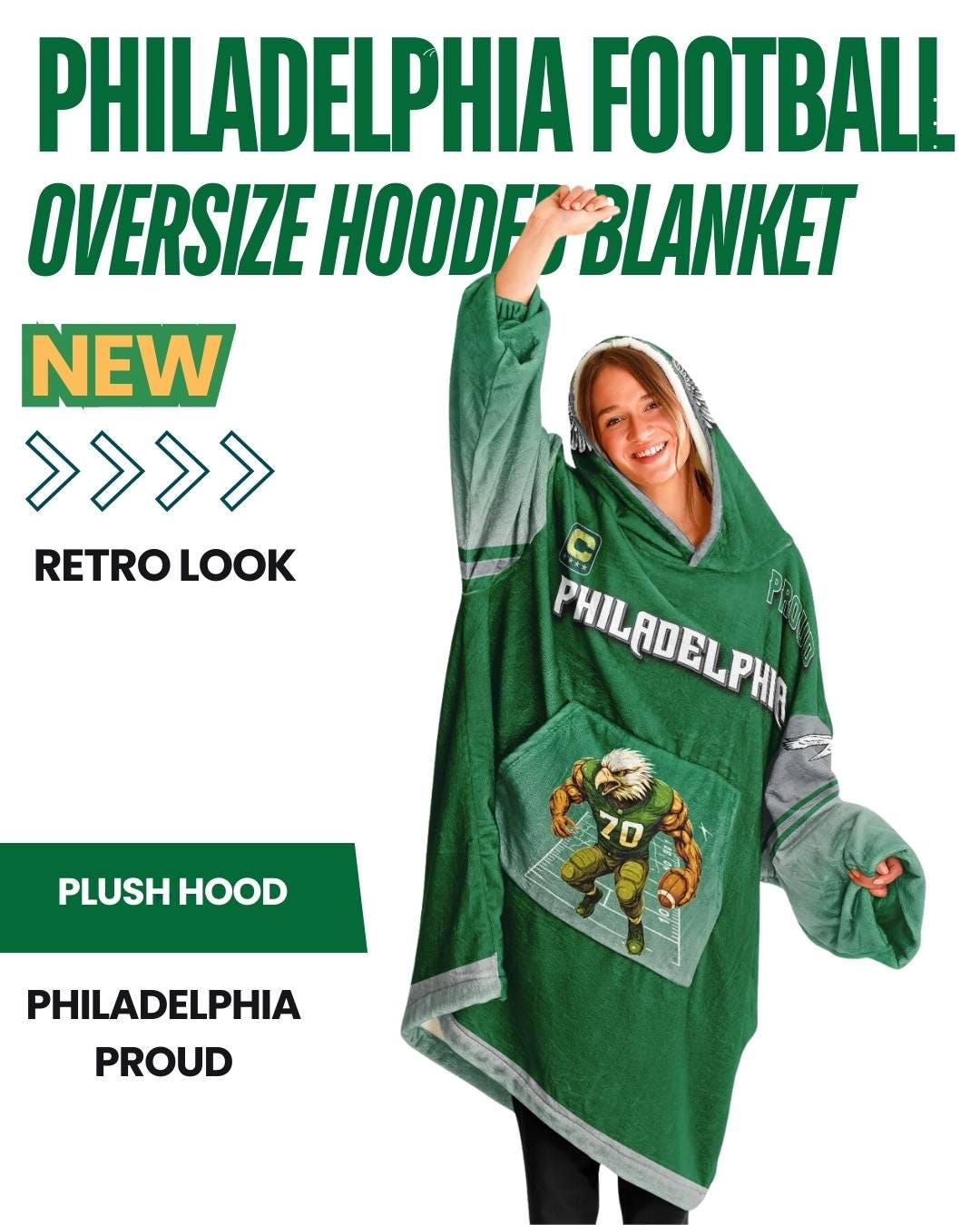 Philadelphia Football Proud Oversized Hooded Blanket Champion Player Green Fan Wear Gift The Bird Crew Gear