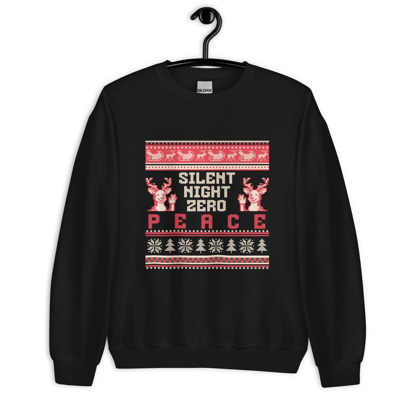 Silent Night Zero Peace Christmas Jumper | Funny Dark Humour Xmas | Ugly Holiday Knitwear | Alternative Secret Santa Gift