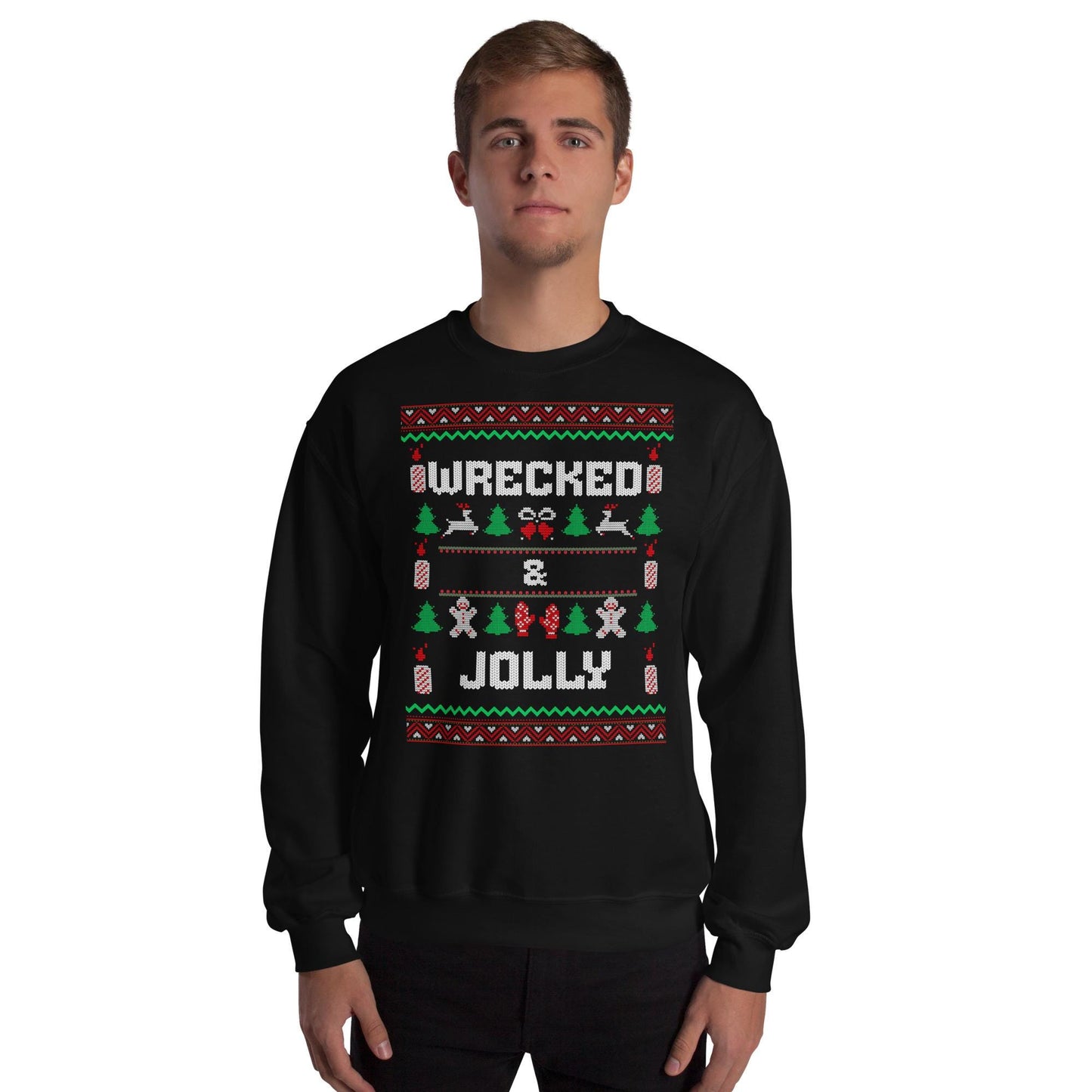 Wrecked & Jolly Funny Christmas Jumper | Ugly Xmas | Booze Drinking Festive Outfit | Secret Santa Gift