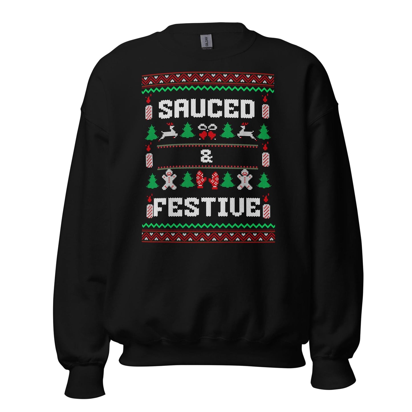 Sauced & Festive Funny Christmas Jumper | Ugly Xmas | Booze Drinking Party Top | Secret Santa Gift Idea