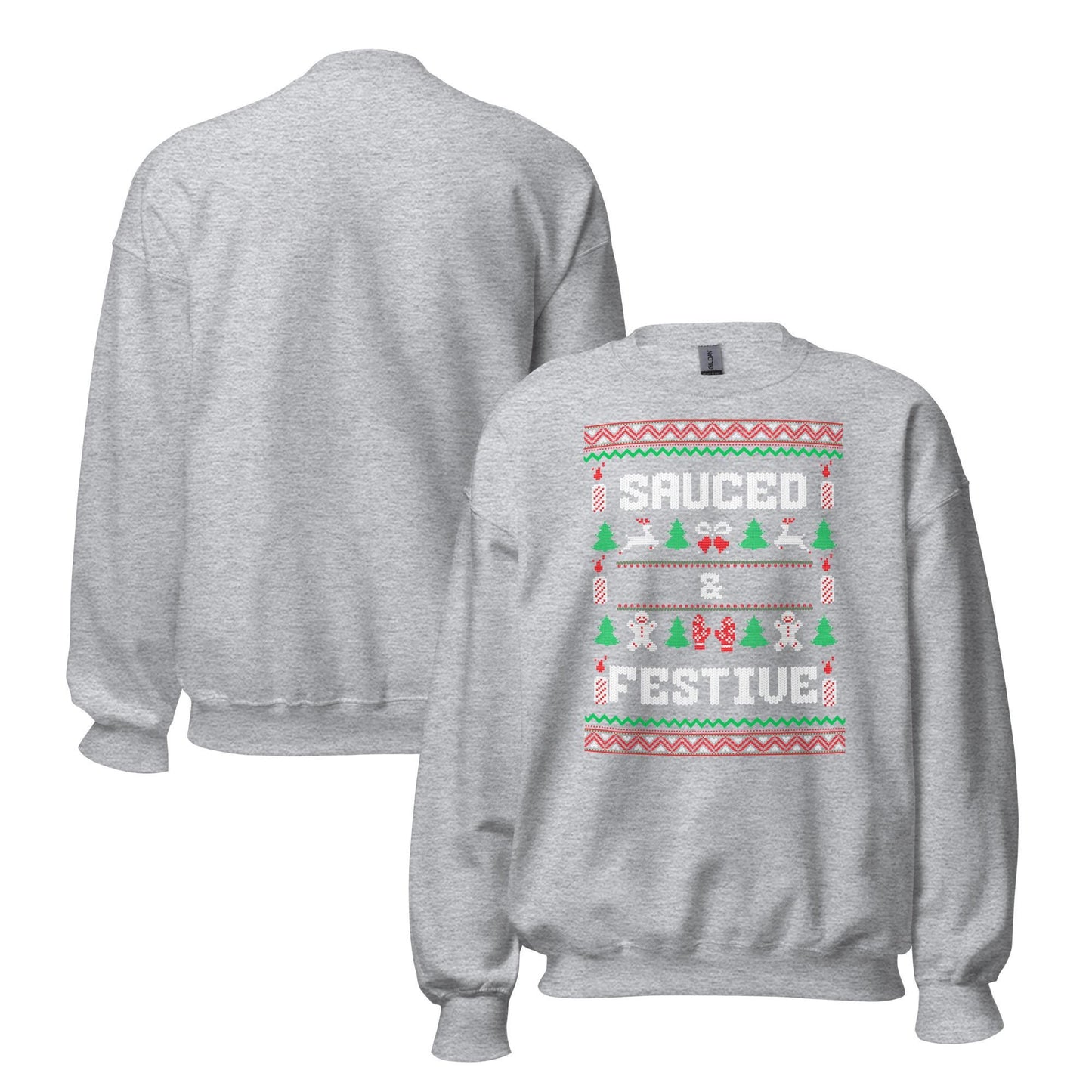 Sauced & Festive Funny Christmas Jumper | Ugly Xmas | Booze Drinking Party Top | Secret Santa Gift Idea